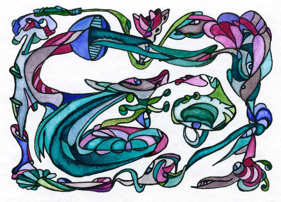 Obraz Untitled autorstwa Анна Самойлович, rozmiar: 6.4х8.9 cm, medium Графіка, część serii Таємничі сплетіння, cena: €60