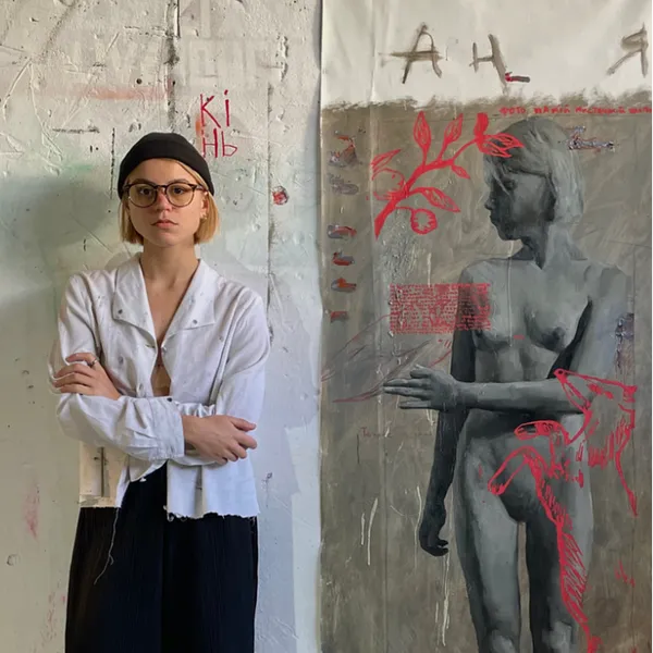 Image of I'm Anna  by ANNA VERIKI, size: 165x55cm, made of Oil on canvas, Painting medium, from Kyiv, Ukraine , part of the Series 1 series, priced at €2500