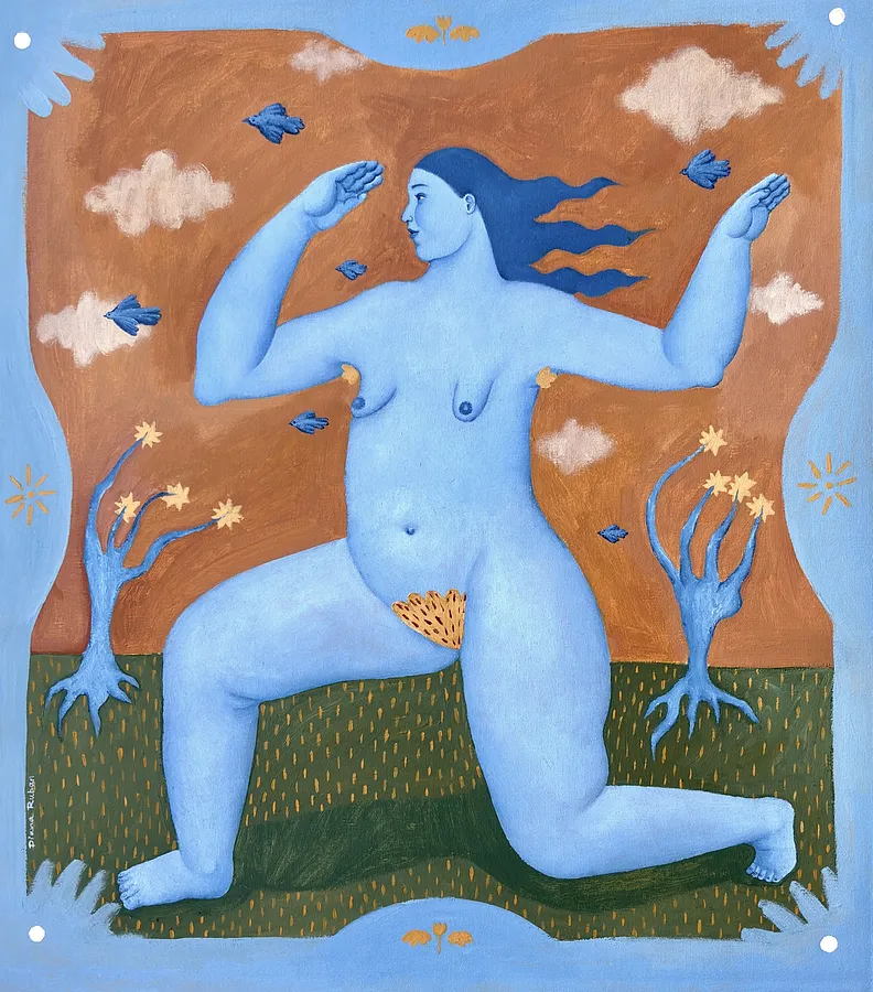 Image de Untitled par Diana Ruban , taille : 50x45 cm, médium Painting, faisant partie de la série Blue women, au prix de $750