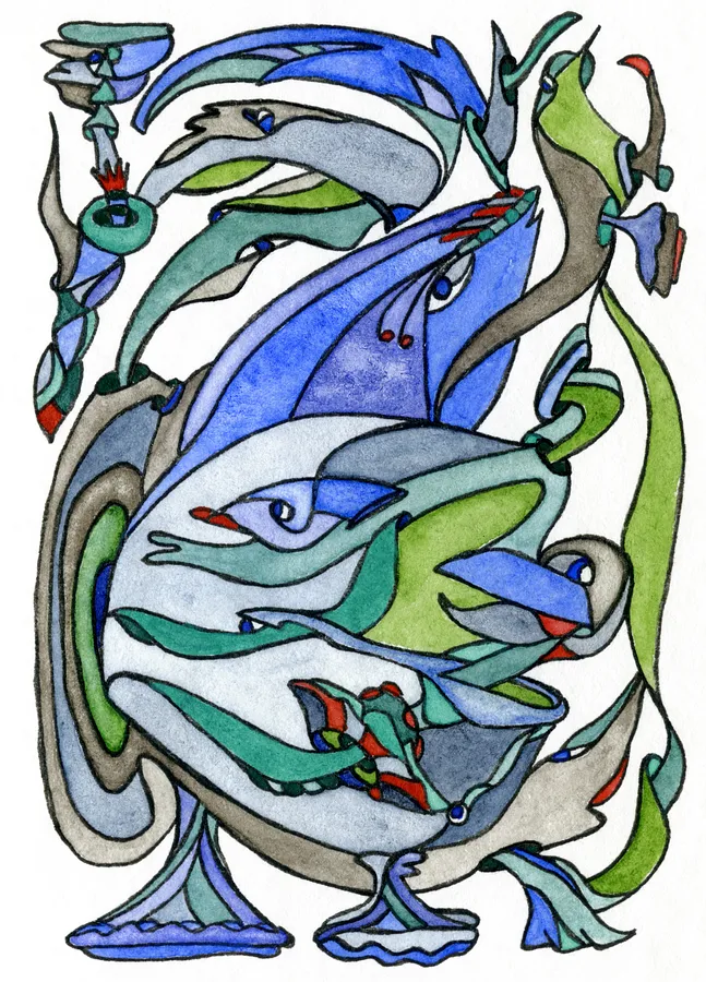 Obraz Untitled autorstwa Анна Самойлович, rozmiar: 8.9х6.4 cm, medium Графіка, część serii Таємничі сплетіння, cena: €60