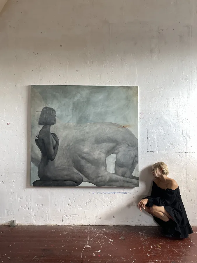 Imagen de “Calm inside” de ANNA VERIKI, tamaño: 150x160 cm, hecho de Oil on canvas , medio Painting, de Kyiv , parte de la serie Series 1, con un precio de €3200