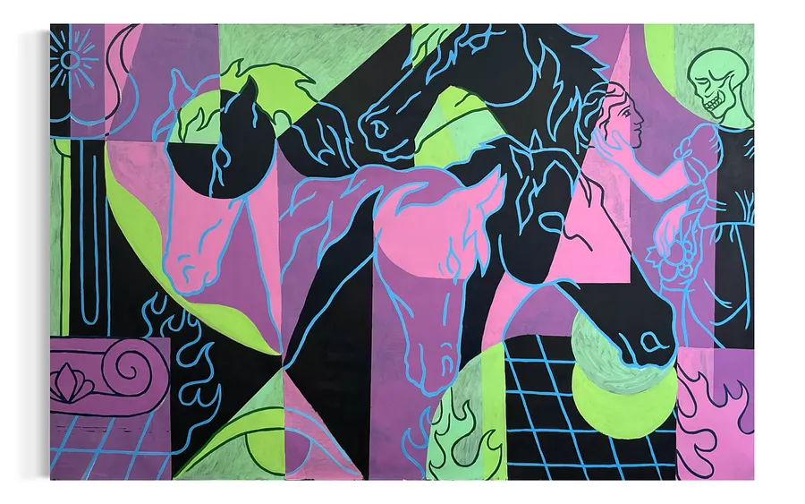 Image of Hades love by Eduard Rybalevskyi, size: 200x130cm, Painting medium, part of the Fragments of a myth series
