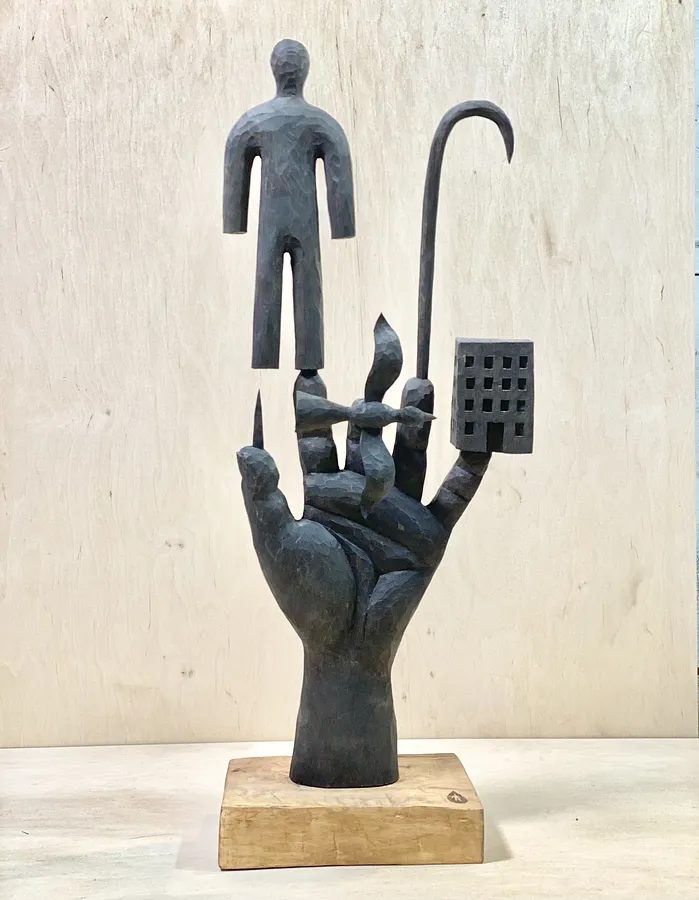 Image de Sign Language  par Konstantin Zorkin, taille : 62/26/15 cm, fabriqué avec Дерево, médium Sculpture, de Харків, faisant partie de la série Sign Language, au prix de $5500