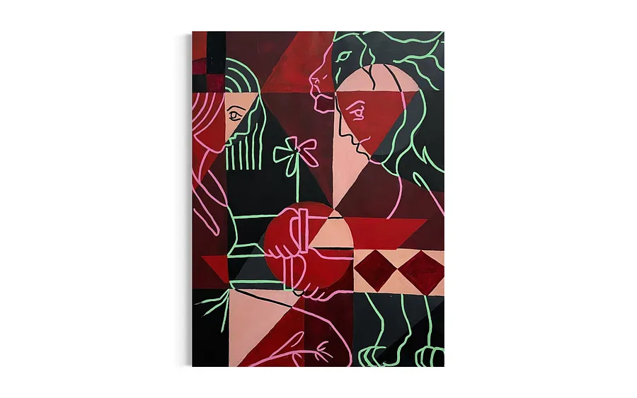 Immagine di Getting to know di Eduard Rybalevskyi, dimensioni: 80x110, materiali: Canvas, acrylic, medium: Painting, città: Kyiv, serie: Fragments of a myth