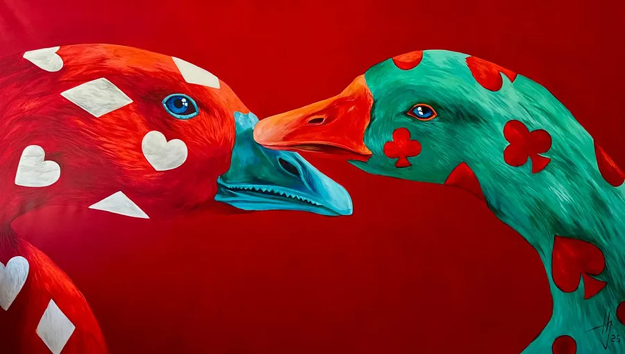 Imagen de The Card geese de Ivanka Nechyporyk, tamaño: 260x150cm, hecho de Acrylic on canvas, medio Pintura, de Kyiv, con un precio de $10000