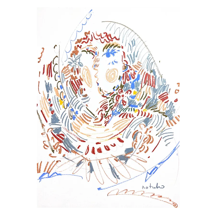 Image of Ukrainian woman by Notuko , size: 50x70, made of oil pastel on paper, Graphics medium, from Rivne / Ukraine, part of the Ukrainian woman series