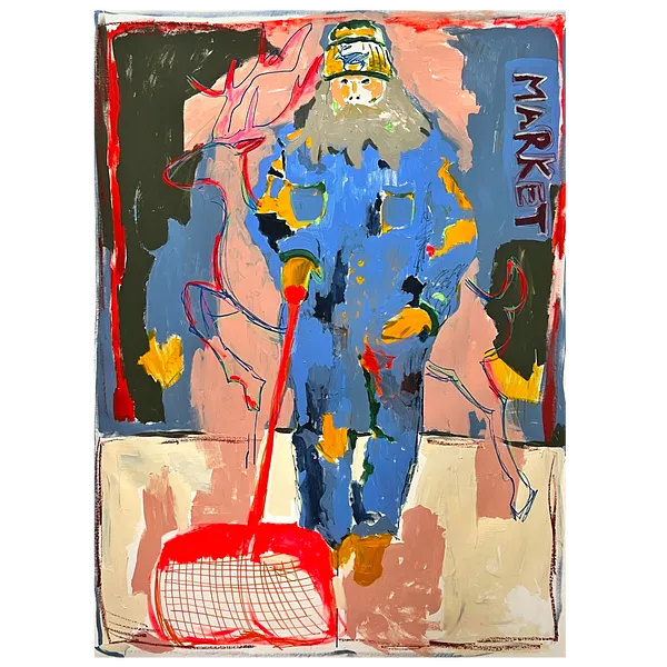 Bild von cleaner von Notuko, Größe: 130x160, hergestellt aus acrylic on canvas, Malerei Medium, aus Rivne, Teil der people in the city Serie, zum Preis von €3000