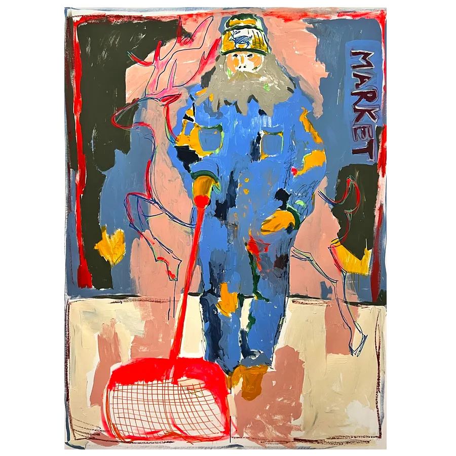 Image of cleaner by Notuko , size: 130x160, made of acrylic on canvas, Painting medium, from Rivne, part of the people in the city series