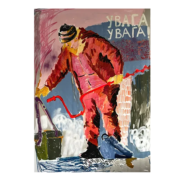 Immagine di attention di Notuko, dimensioni: 120x160, materiali: Acrylic on canvas , medium: Pittura, città: Rivne / Ukraine , serie: people in the city, prezzo: €3000