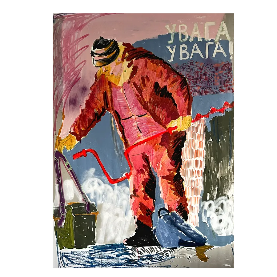Image of attention by Notuko , size: 120x160, made of Acrylic on canvas , Painting medium, from Rivne / Ukraine , part of the people in the city series, priced at €3000