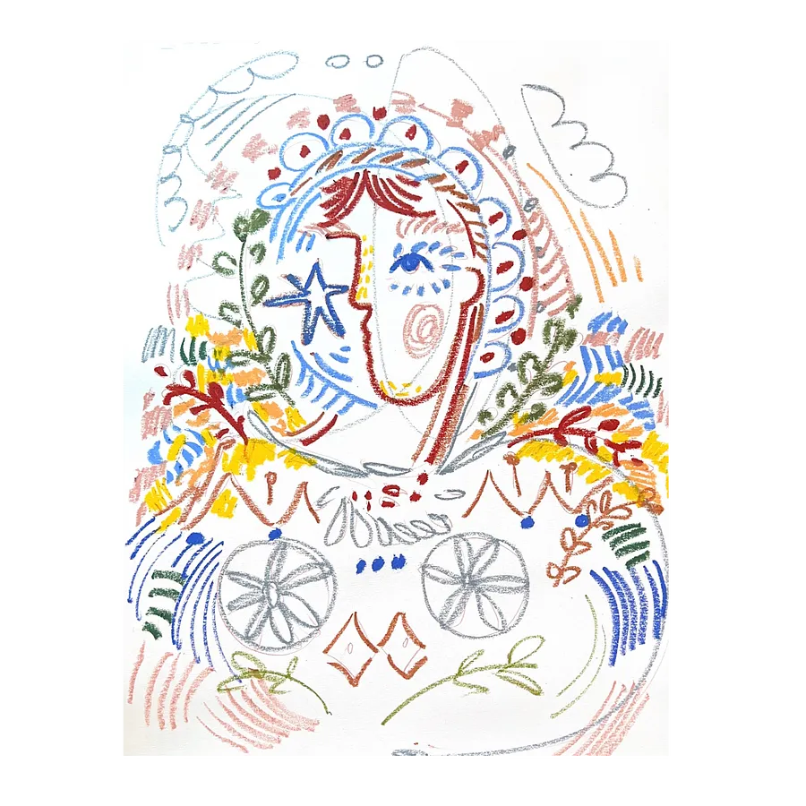 Image of Ukrainian woman by Notuko , size: 50x70, made of pastel on paper, Graphics medium, from rivne ukraine, part of the Ukrainian woman series