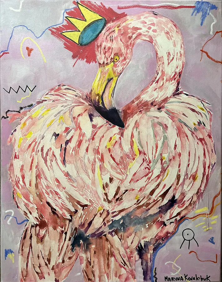 Image of Princess of Miami by Maryna Kovalchuk, size: 28 x 22 inches, made of Watercolor, acrylic, pastel, canvas, Painting medium, from Jacksonville, FL