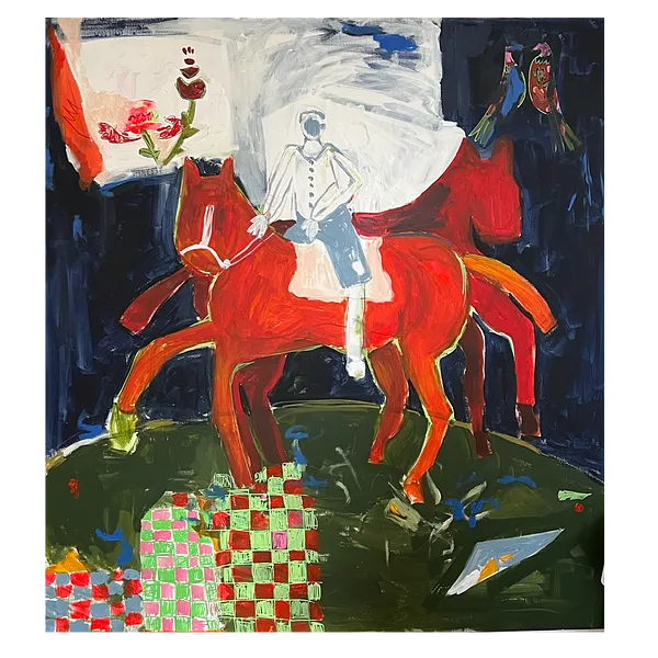 Imagen de Red Horses de Notuko, tamaño: 120x130, hecho de acrylic on canvas , medio Pintura, de Rivne, con un precio de €2300