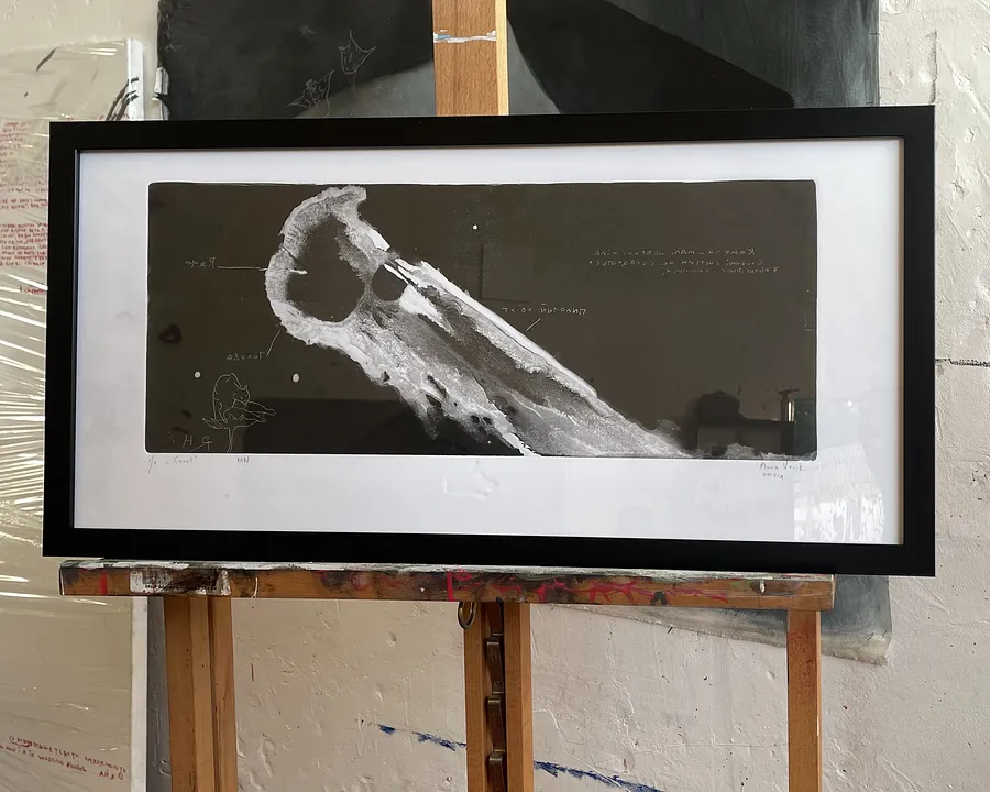 Image of Comet by ANNA VERIKI, size:  21x51 cm without frame , made of Monotype, paper, Graphics medium, from Kyiv , priced at €600