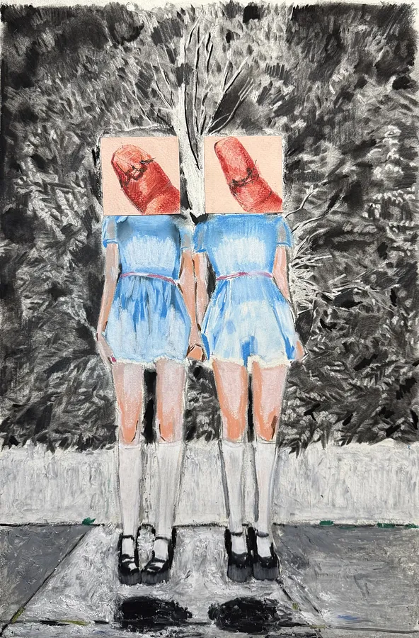 Зображення "Без назви" від kohinooooooooooooor, розмір: 45.7 x 30.5 см | 18 x 12 in, матеріали: вугілля, суха пастель, олійна пастель, кольорові ручки, медіум: Графіка, місто: Київ, ціна: €170