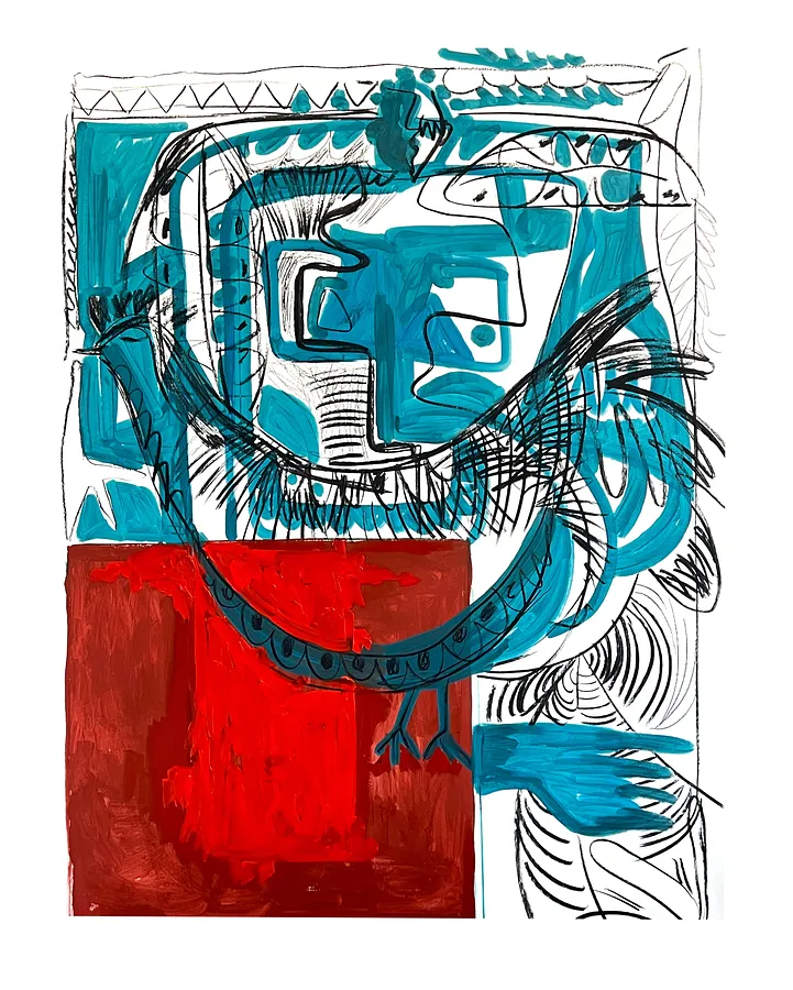 Immagine di bird  di Notuko, dimensioni: 125x170, materiali: Acrylic charcoal on canvas , medium: Pittura, città: Rivne , serie: blue, prezzo: €3500