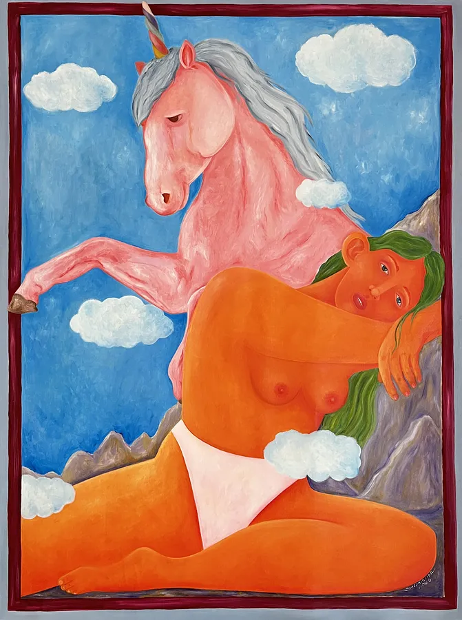 Image of Horse  by Soloninkina, size: 98/130 cm, made of oil, oil pastel, canvas, Painting medium, from Warsaw