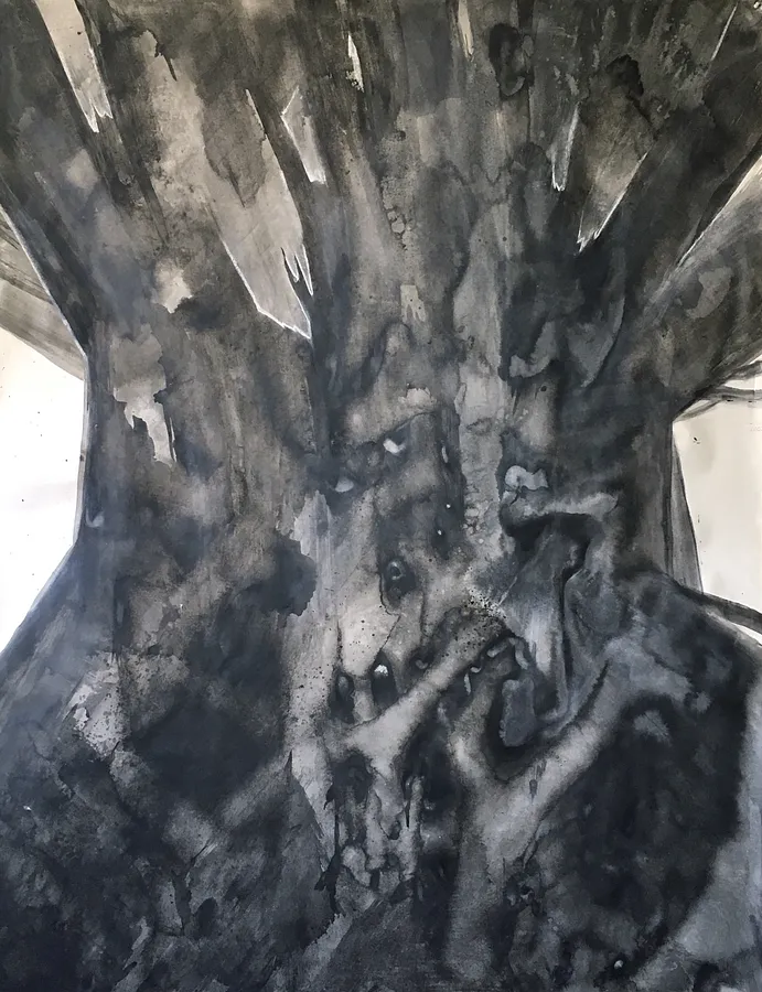 Image of Thickening by NIKA SHUMEIKO, size: 200 x 155 cm, made of ink on paper, Graphics medium, from Kyiv, part of the Вкорінення series, priced at $700