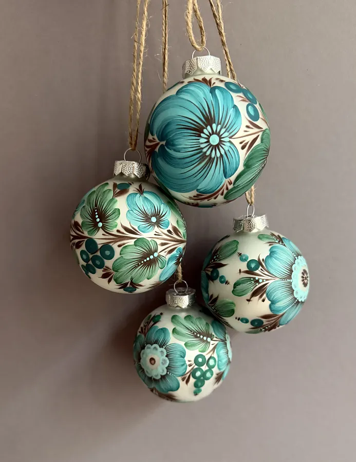 Зображення "Набір 3" від Олена Грішина, розмір: d 7,5  cm, матеріали: скло, акрил, лак, медіум: Різдвяні прикраси, ціна: €80