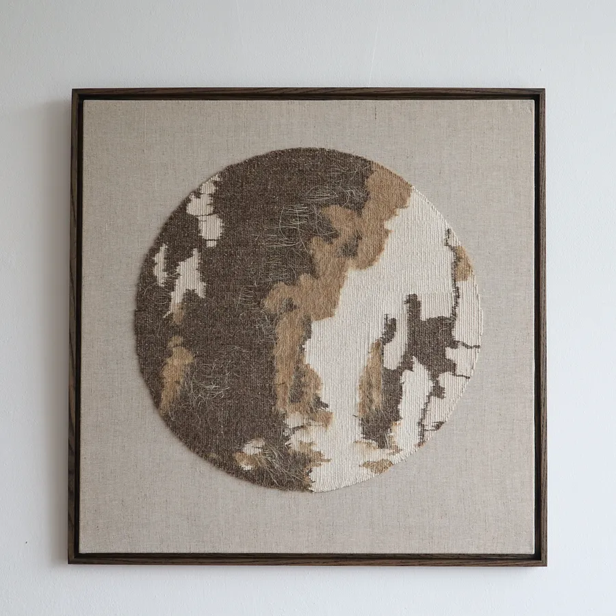 Image of Abandoned by Olena Morokhovska, size: 80х80 cm, made of Jute, wool, cotton, sisal, Textile, weaving medium, from Lviv, part of the Ukrainian fields series, priced at $1300