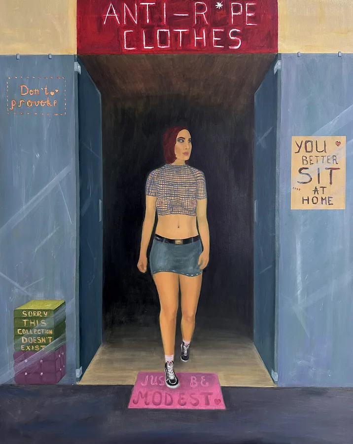 Imagen de Anti-R*pe Clothes  de Дарʼя Бутряшкіна , tamaño: 100х80 см, hecho de Олія, полотно, medio Живопис, de Львів