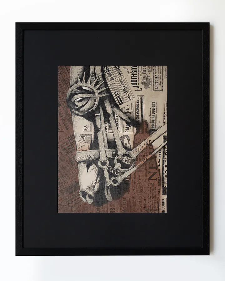 Зображення "Письменник | Writer" від Олександр Макогон, розмір: 52 х 62 cm, матеріали: Туш, гуаш, аерозольна фарба, папір | Ink, gouache, spray paint, paper, медіум: Графіка, серія: Horses, ціна: $280