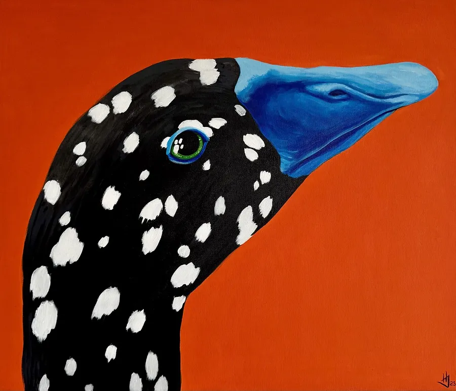 Image of Winter goose by Ivanka Nechyporyk, size: 60x70cm, made of Acrylic on canvas, Painting medium, from Kyiv, priced at $850