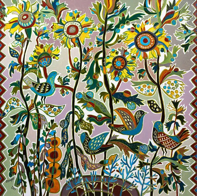 Immagine di Сонячно di Олеся Сікора, dimensioni: 90х90 см, medium: Живопис на склі, serie: Квіти і пташки, prezzo: ₴26000
