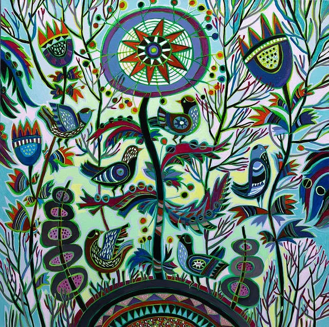 Immagine di Світанок di Олеся Сікора, dimensioni: 70х70 см, medium: Живопис, serie: Квіти і пташки, prezzo: ₴26000