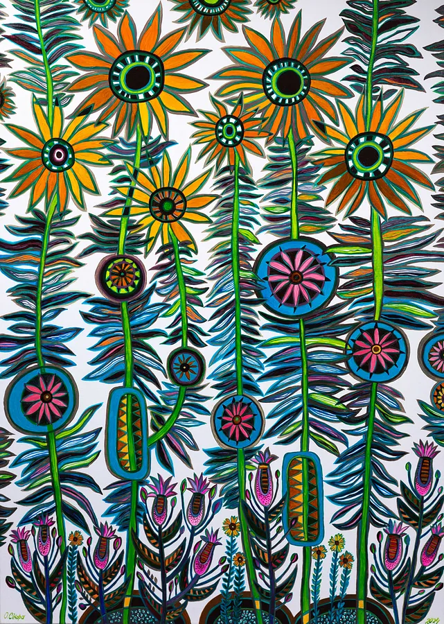 Image of Flowers by Olesya Sikora, size: 75х105 см, made of canvas, acrylic, Painting medium, from Drohobych, priced at ₴26000