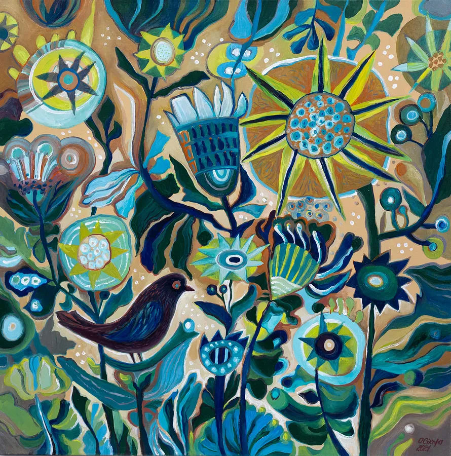 Immagine di Літо. Пташки. di Олеся Сікора, dimensioni: 60х60 см, medium: Живопис, prezzo: ₴13000