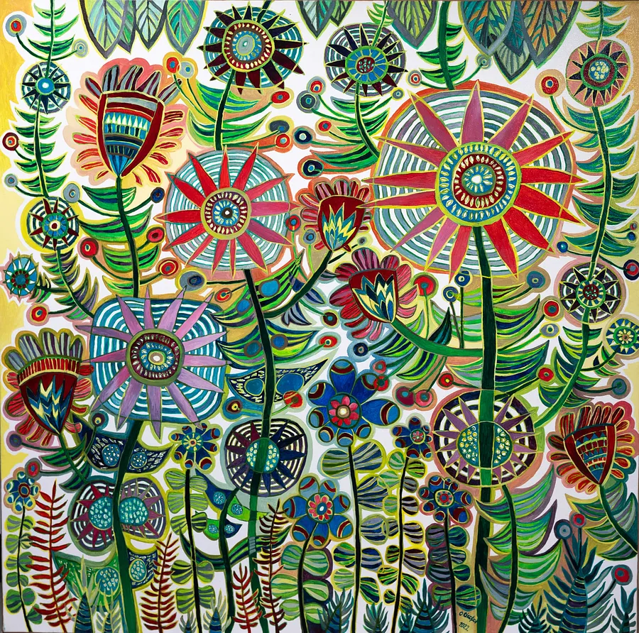 Immagine di Квіти di Олеся Сікора, dimensioni: 100х100 см, medium: Живопис, prezzo: ₴27000