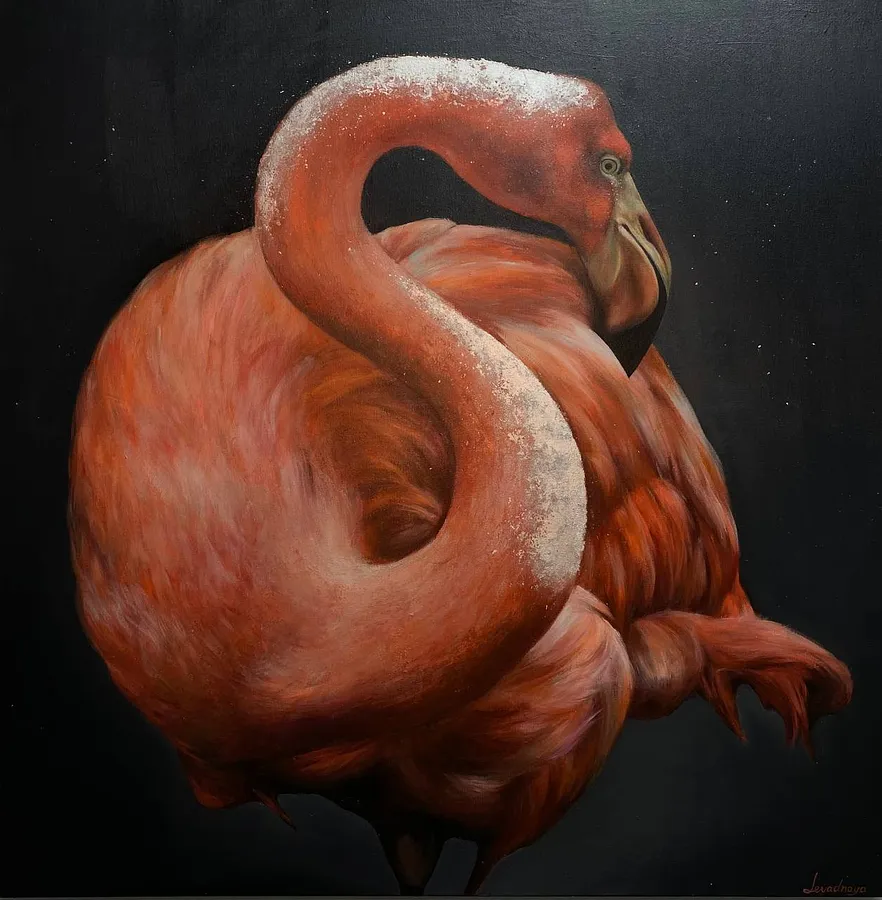 Imagen de Flamingo de Milana Levadna, tamaño: 100x100 cm, hecho de Acrylic on canvas, medio Живопис, de Kharkiv