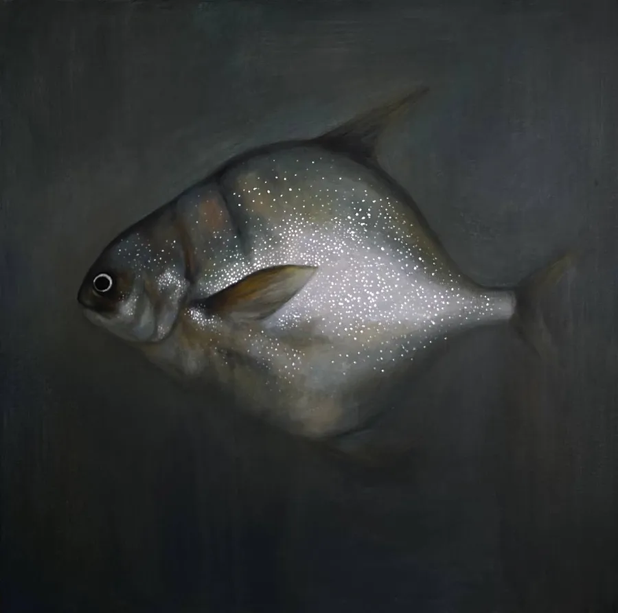 Image of Silver Fish by Milana Levadna, size: 100x100 cm, made of Acrylic on canvas, Живопис medium, from Kharkiv