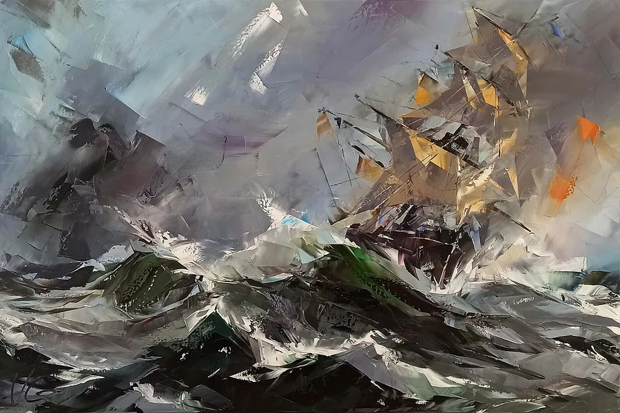 Image de THE ELEMENT par VOLODYMYR GLUKHOMANYUK, taille : 80x120 cm, fabriqué avec oil on canvas, médium Живопис, de Spain, au prix de €10000