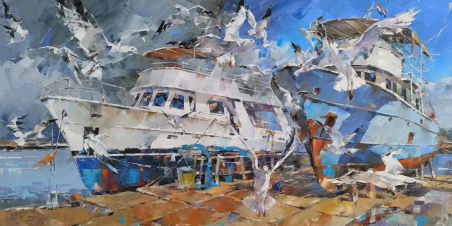 Imagen de DELIGHT de VOLODYMYR GLUKHOMANYUK, tamaño: 120х2400 сm, hecho de oil on canvas, medio Живопис, de Spain, con un precio de €10800