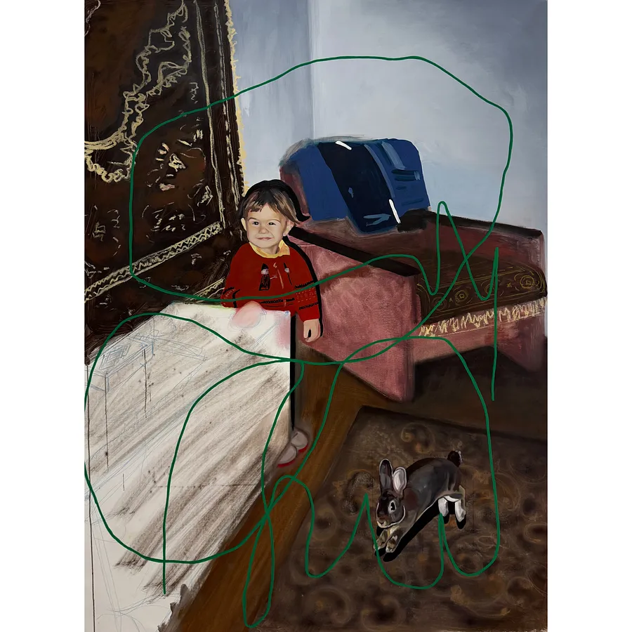 Image of Hide and seek by Adriana Shportan, size: 157x115, made of oil, acrylic, spray on canvas, from London, priced at £2500