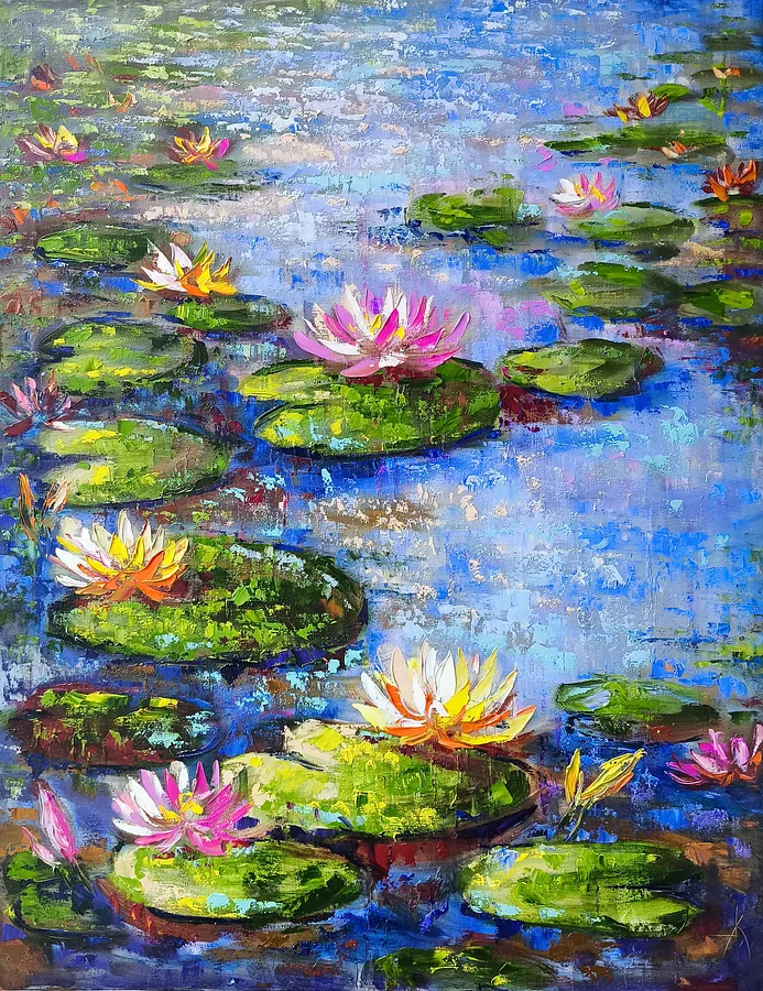 Obraz Wispers of water lilies autorstwa Anastasia Kozorez , rozmiar: 70×90, medium Живопис, cena: €2400