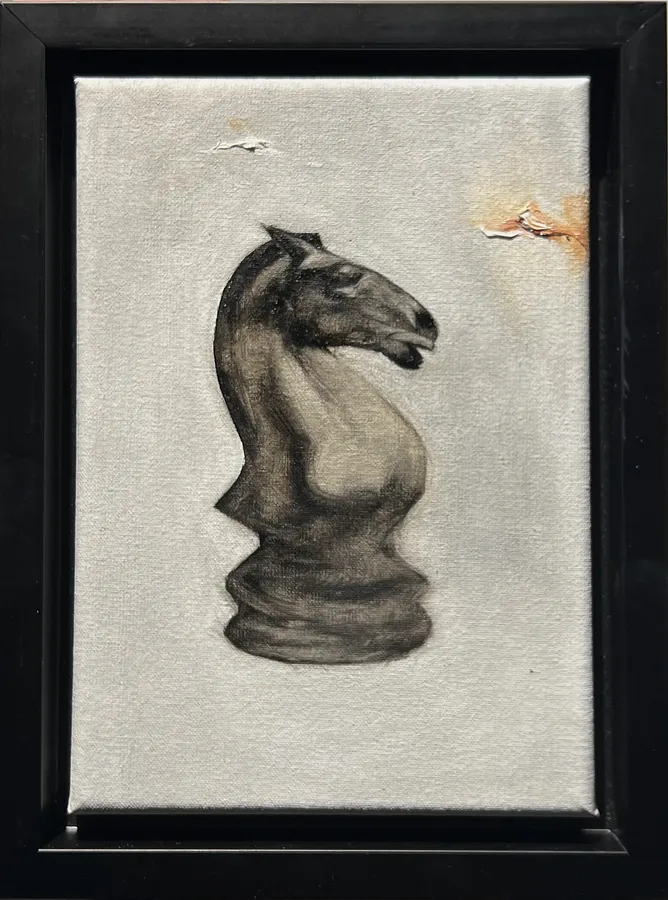 Image of Black horse  by ANNA VERIKI, size: 20x14 cm, made of Oil on canvas , Painting medium, from Kyiv , part of the Horses series, priced at €500