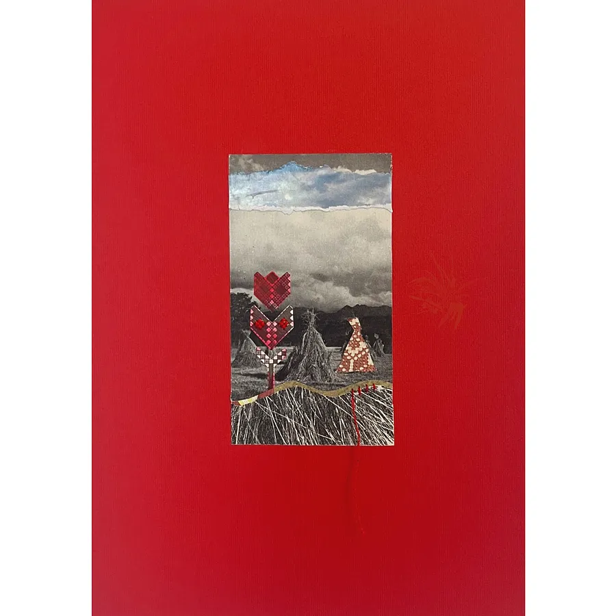 Image of Haystacks by Olena Kulish , size: 29x21 cm, made of Paper, cutouts, threads, Collage medium, from Warsaw, priced at $100