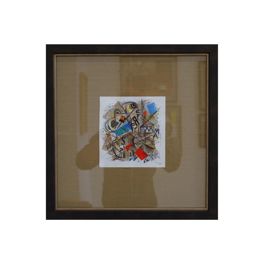 Зображення "Композиція" від Андрущенко Микола, розмір: 39 x 38 cm, матеріали: картон, ручка, акварель, колаж, ціна: $450