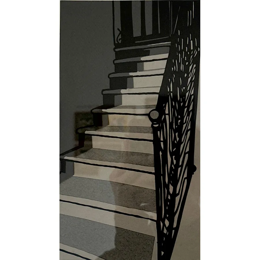 Image of Stairs by Olena Turyanska, size: 23 х 12,5 см, made of сolored paper, аppliqué, part of the 1/2 series, priced at $500