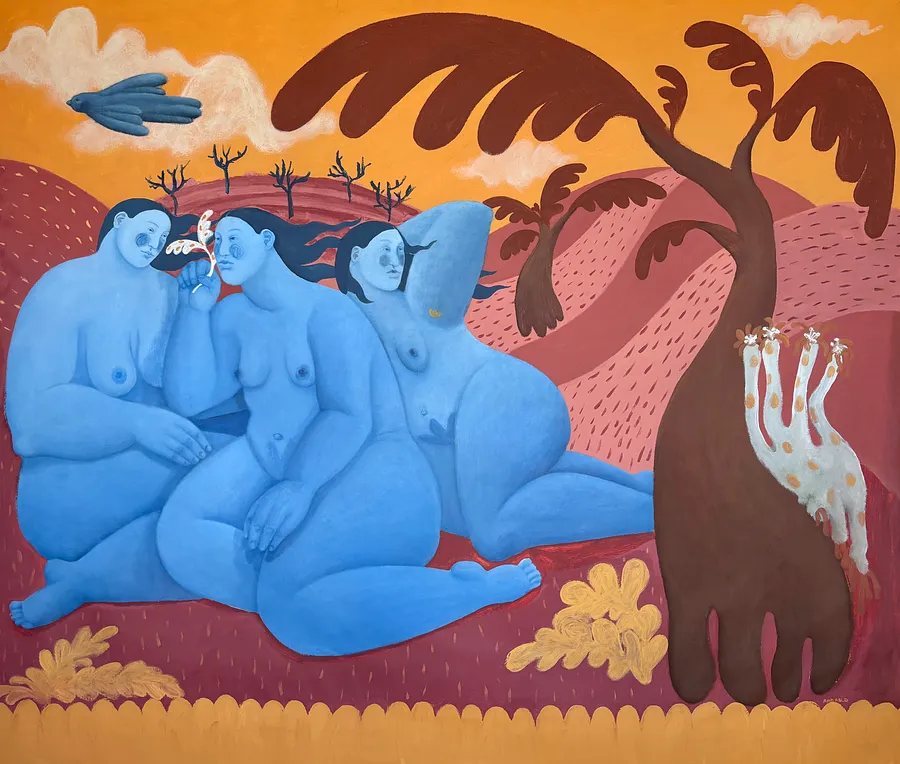 Image of With Hope by Diana Ruban , size: 135 x 160 cm , made of canvas, acrylic, oil, Painting medium, from USA, part of the Blue women series