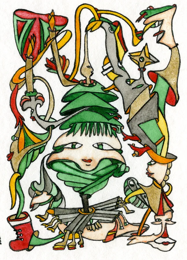 Bild von Рік минає, а риба знає, що витягає von Анна Самойлович, Größe: 8.9х6.4 cm, Графіка Medium, Teil der Таємничі сплетіння Serie, zum Preis von €70