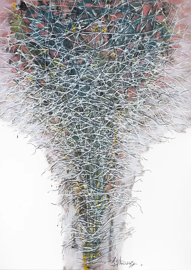 Image of Blooming by Liudmyla Davydenko, size: 100x140 см, made of Oil/canvas, Painting medium, from Lviv, part of the Isolines series, priced at €2500