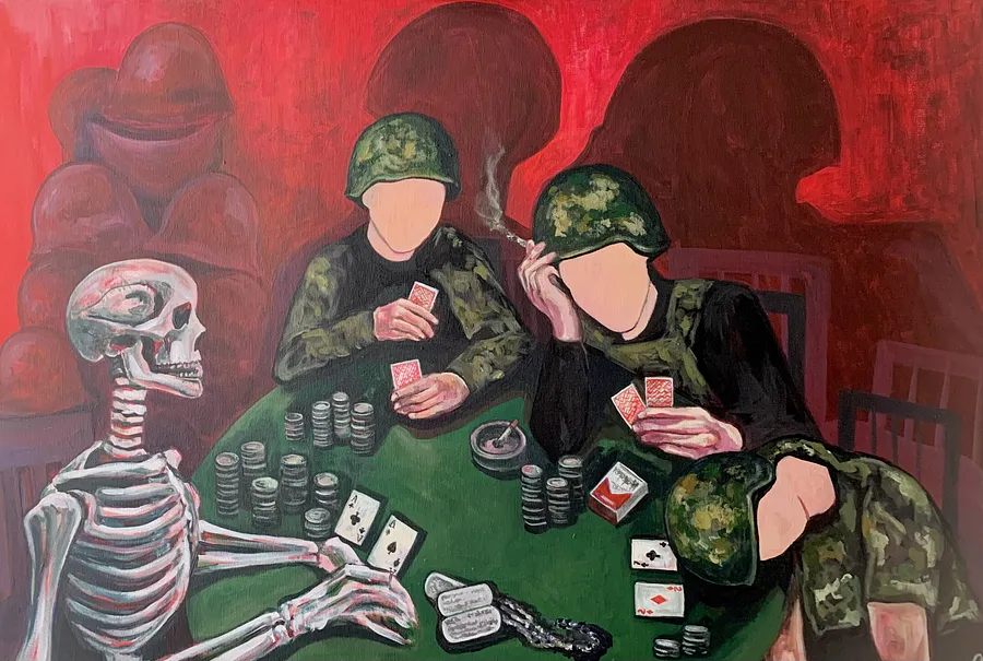 Image of Największa wygrana by Kristina Yurchuk, size: 90*60, Malarstwo medium, part of the Obecność series