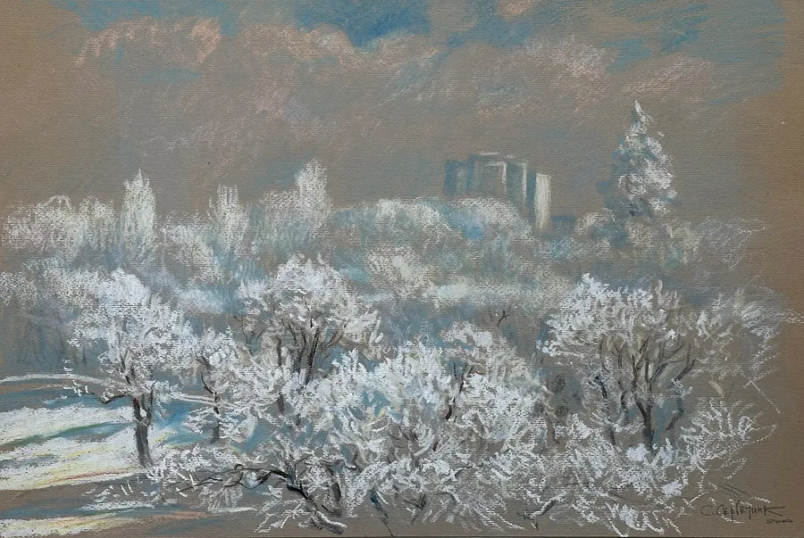 Immagine di Морозний ранок di Станіслав Серветник, dimensioni: 42х62, materiali: пастель, medium: пастелі, città: Львів