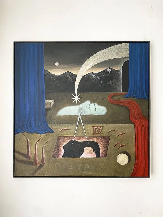 Image de Dream Transmission Machine  par ABRA, taille : 90 x 90, médium Painting, faisant partie de la série noesis