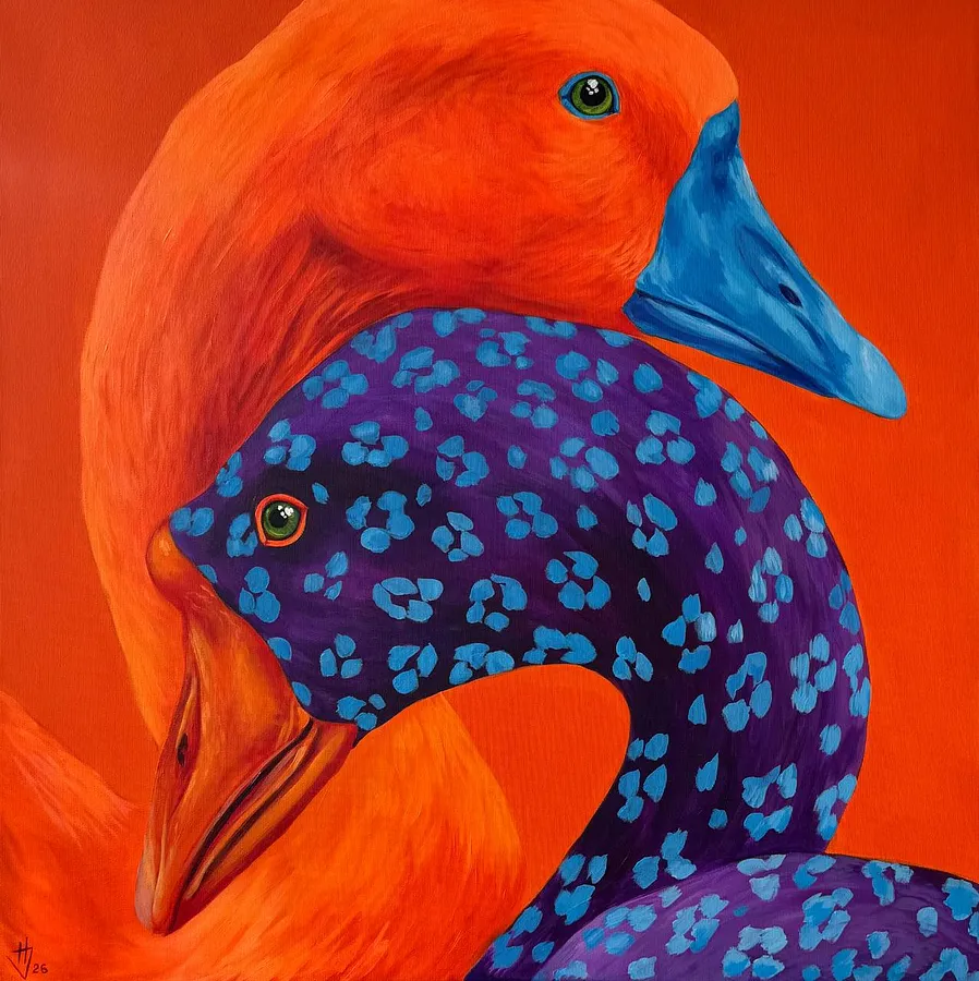 Image de Geese par Ivanka Nechyporyk, taille : 80x80cm, médium Painting, au prix de $1800