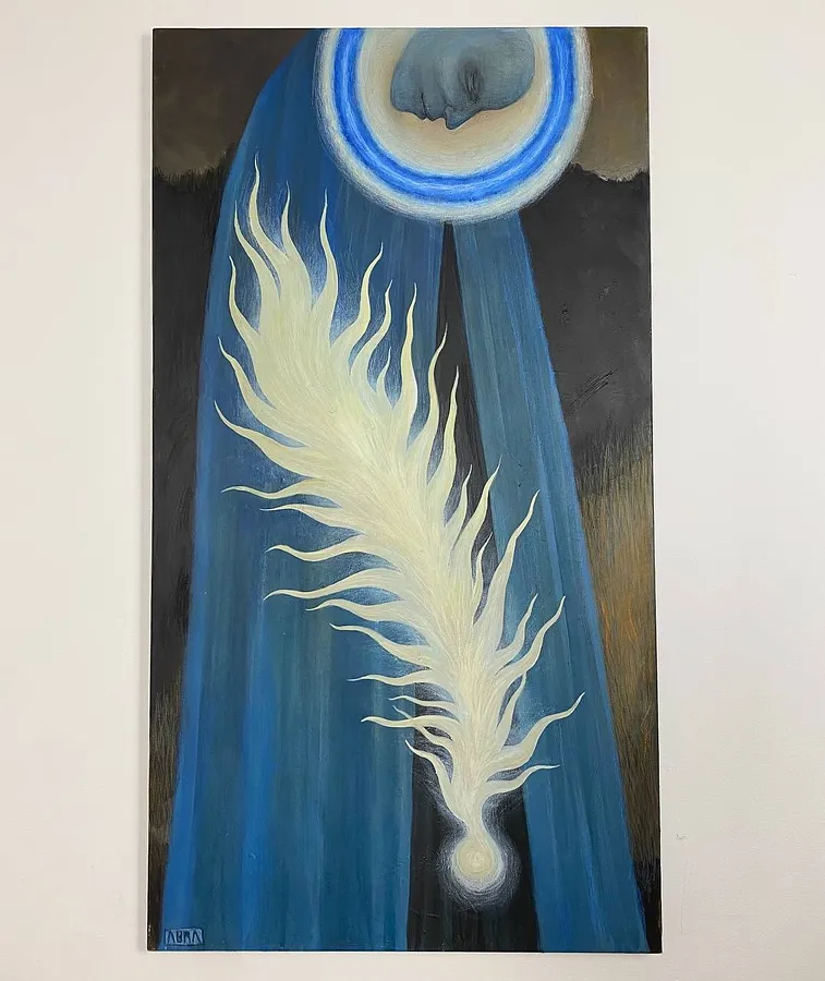 Imagen de Metanoia de ABRA, tamaño: 110 x 60, hecho de canvas,acrylic,colored pencil, medio Painting, parte de la serie noesis